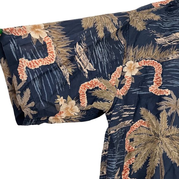 Summa Mens Multicolor Silk Blend Hawaiian Floral Short Sleeve Button Shirt L - Picture 2 of 5